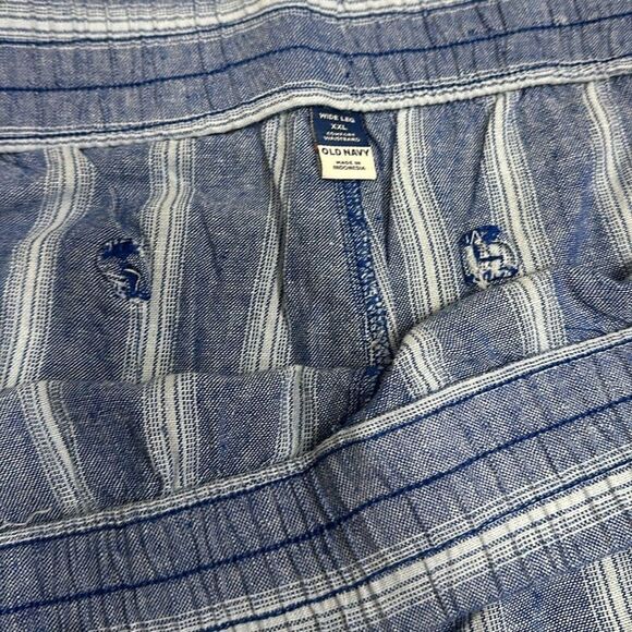 Old Navy Women's Blue Stripe High-Waisted Linen Blend Wide Leg Pants XXL NEW - Picture 7 of 11